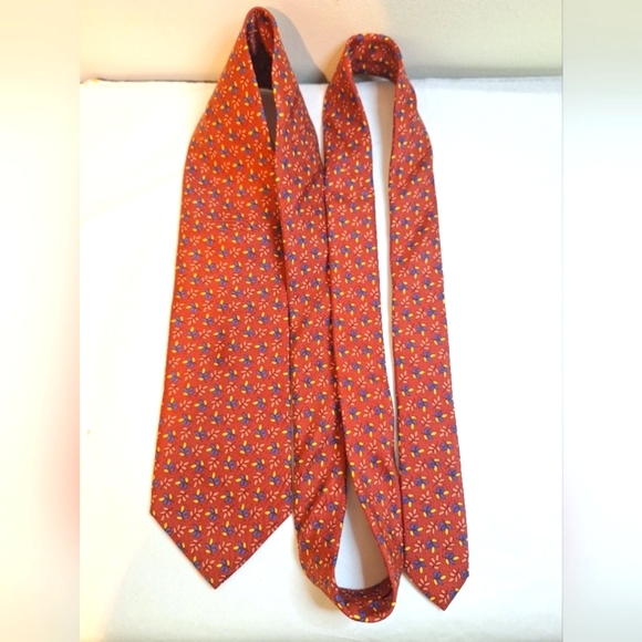Brooks Brothers 346 silk tie burnt orange leaf pattern - Picture 1 of 5